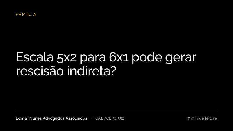 Capa do artigo “Escala 5x2 para 6x1 pode gerar rescisão indireta?”